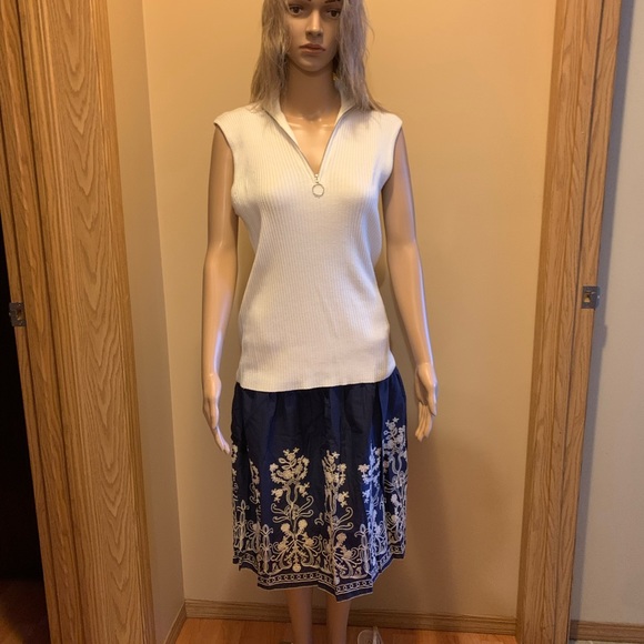 🍉Sweater XL Verve ami a-line, cream, lace, Boho, sleeveless, relaxed fit, NWOT - Picture 9 of 10